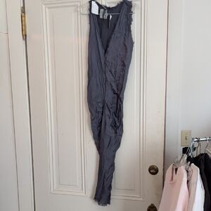 Sz 0 Jaga Charcoal Frayed Edge Sleeveless Dress